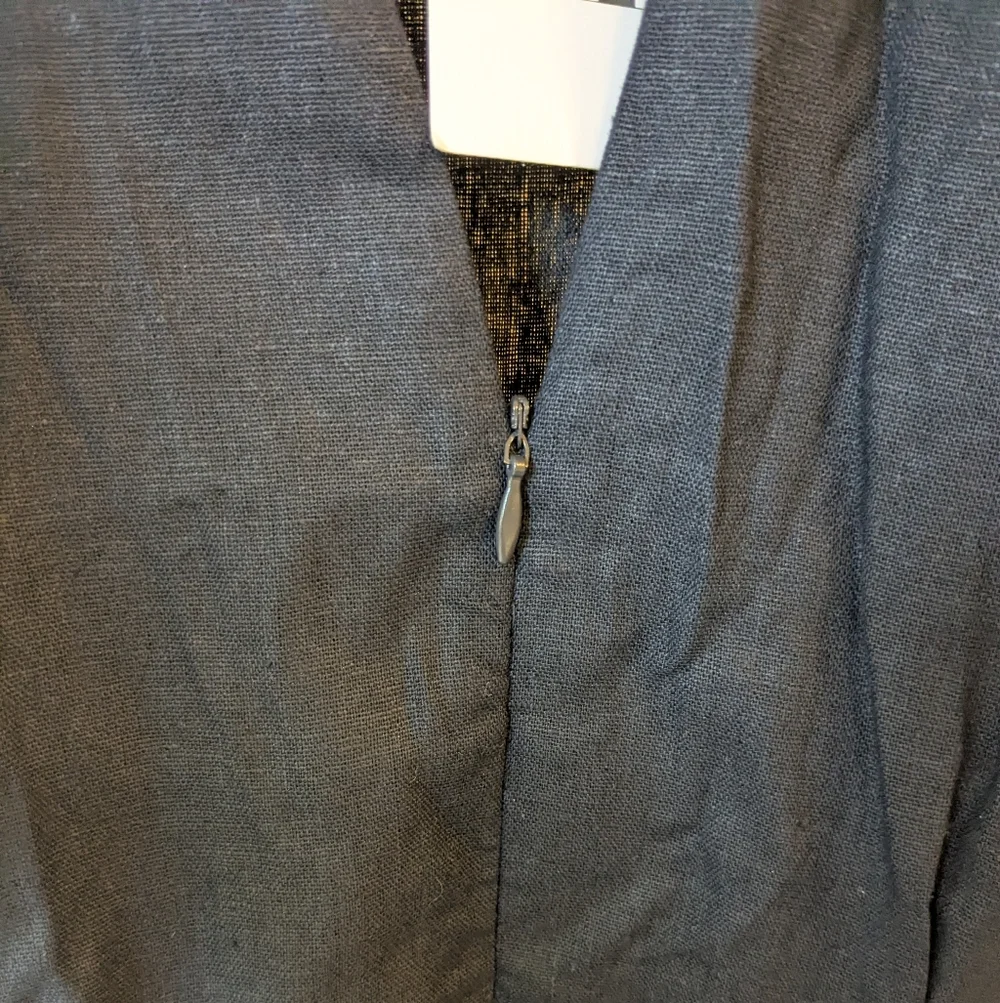 NWT Zara Dark Navy Belted Linen Blend Jumpsuit - Size XS